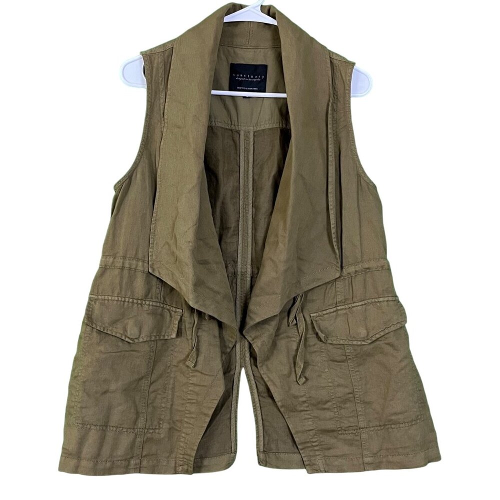 Sanctuary Womens Open Vest Olive Green Safari Cargo M Gorpcore Boho Military